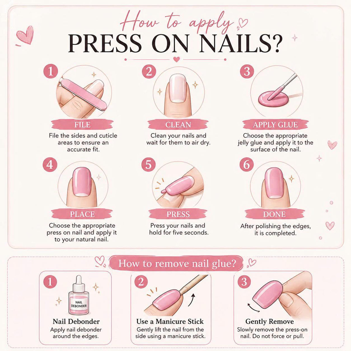 3D Flower Press-On Nails – Long Almond – Tortoise Shell