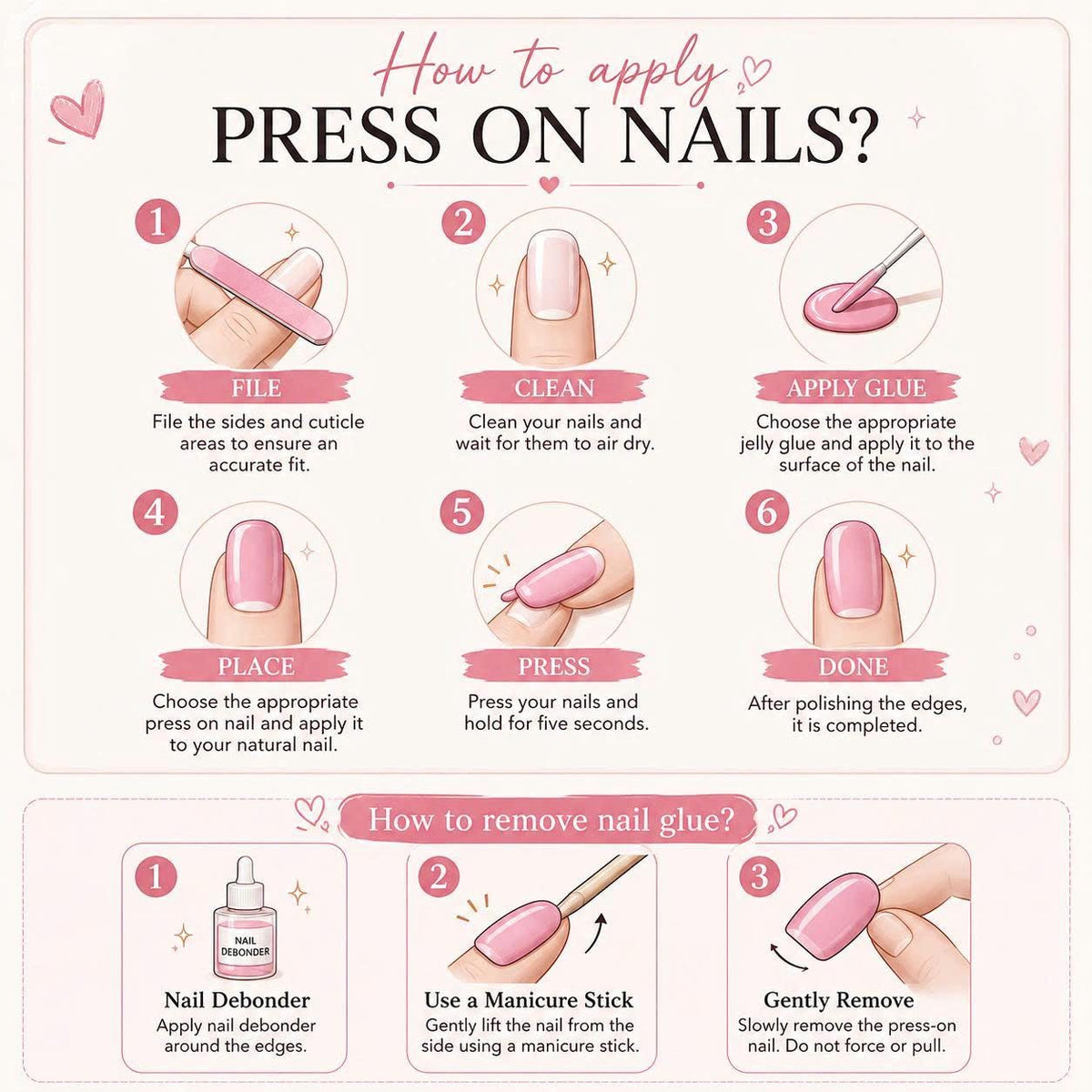 Red Floral Press-On Nails – Cherry Blossom Details – White Gold Almond
