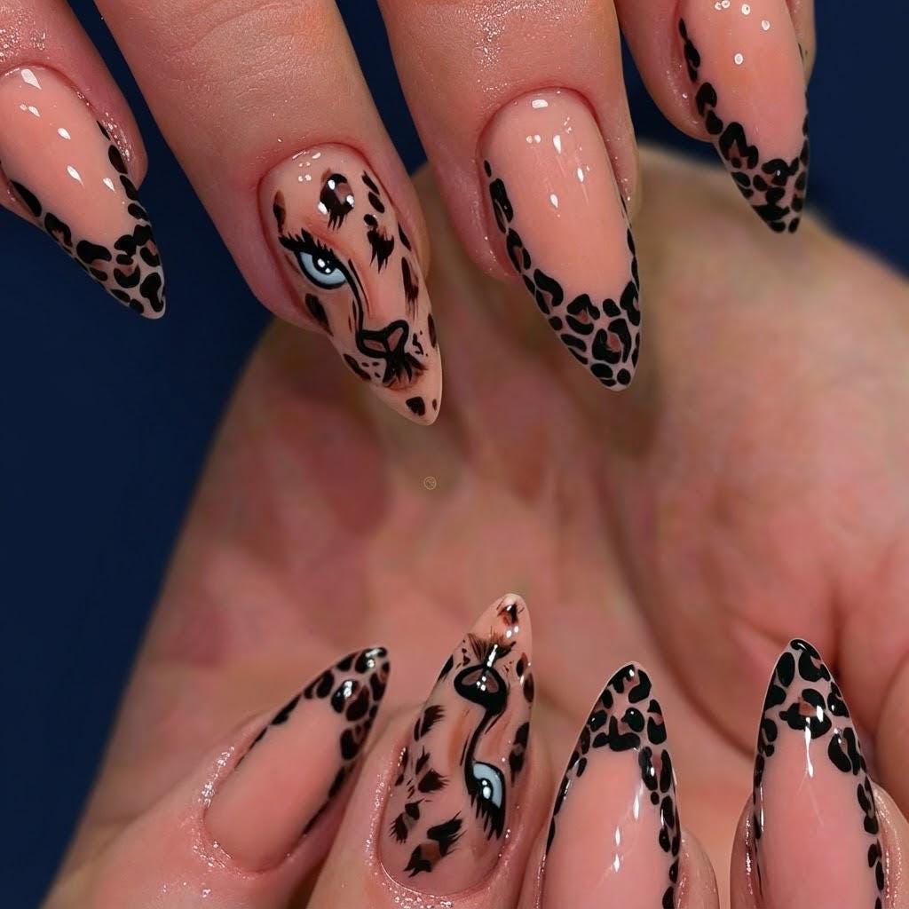 Wild Leopard Press-On Nails – Gold Animal Print Almond