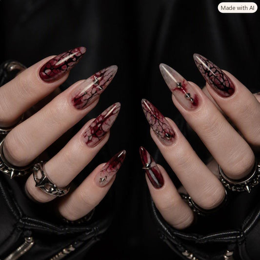 Bloody Press-On Nails – Barbed Wire – Red Horror
