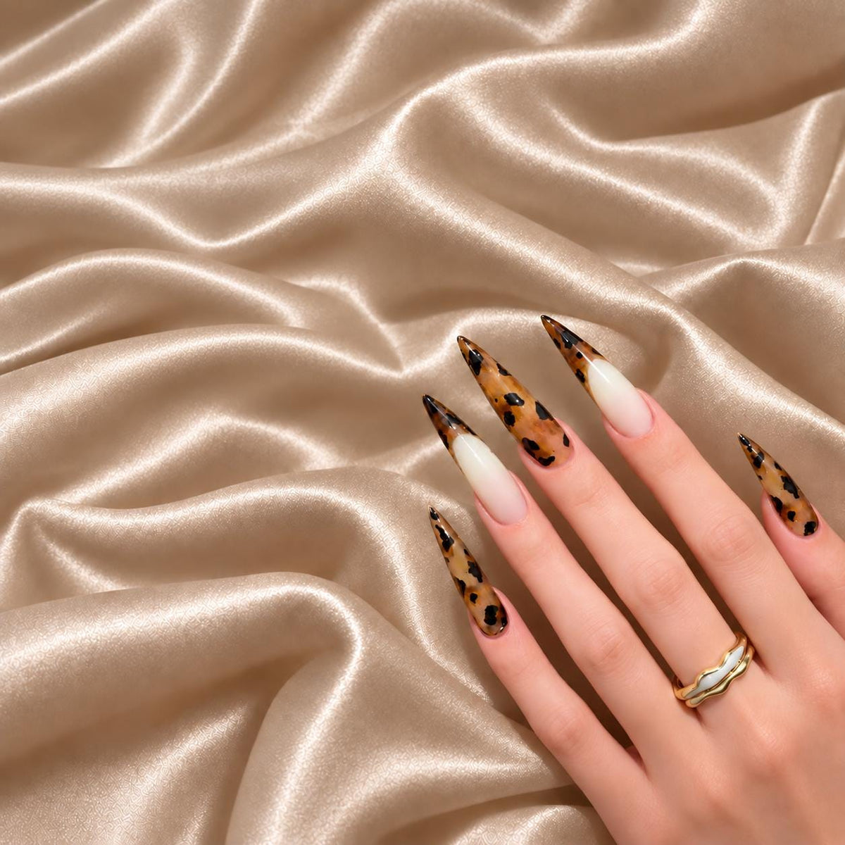 Tortoiseshell Leopard Print Press-On Nails – Amber Brown Stiletto Tips