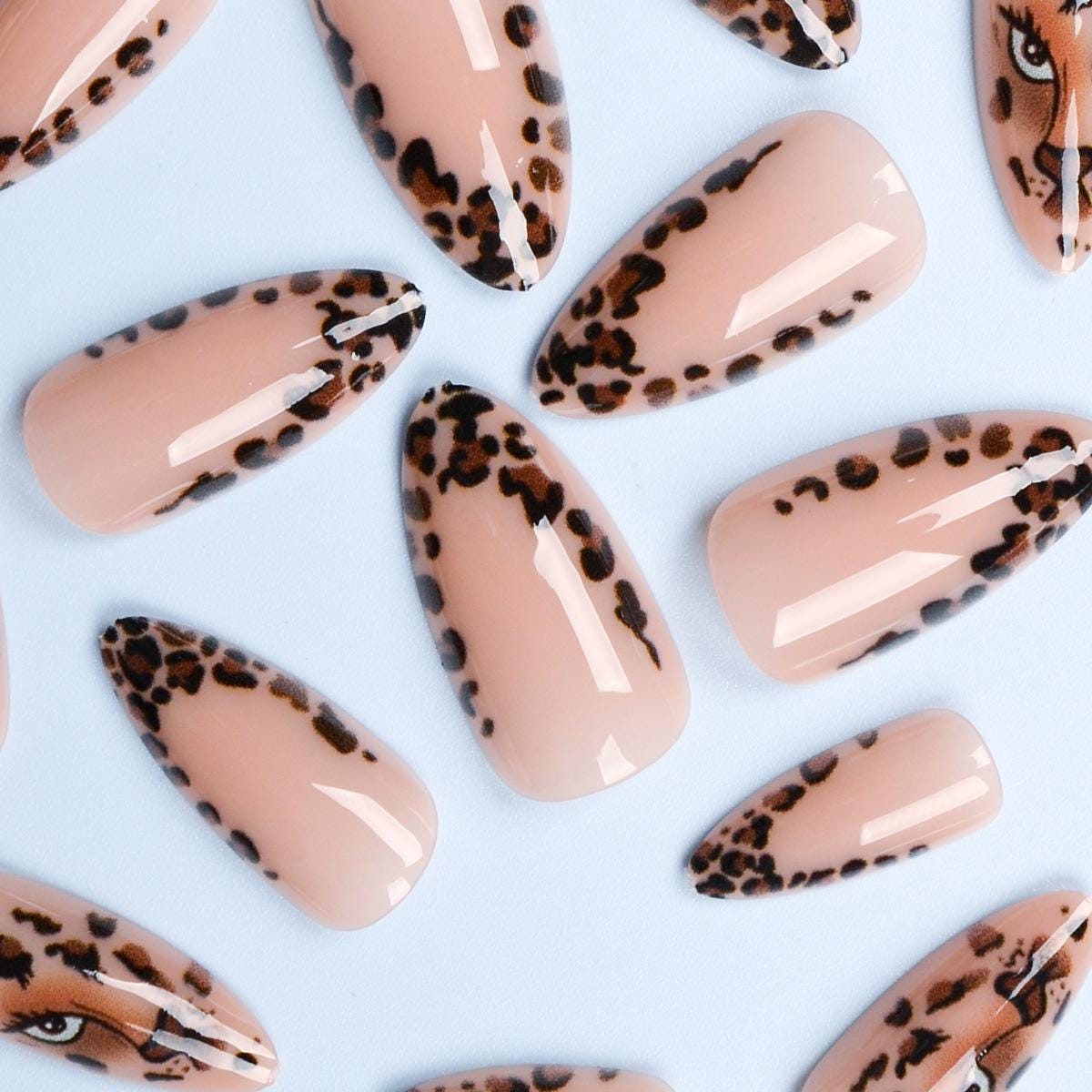 Wild Leopard Press-On Nails – Gold Animal Print Almond