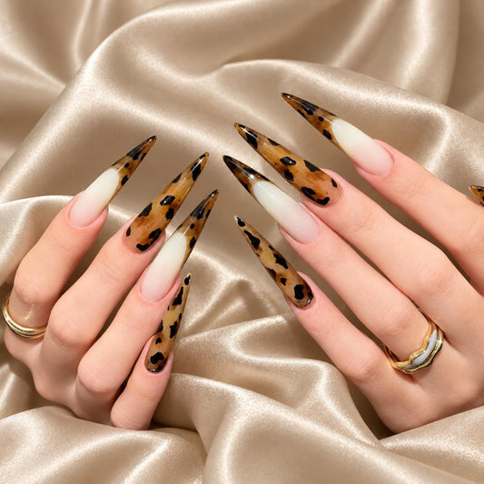 Tortoiseshell Leopard Print Press-On Nails – Amber Brown Stiletto Tips