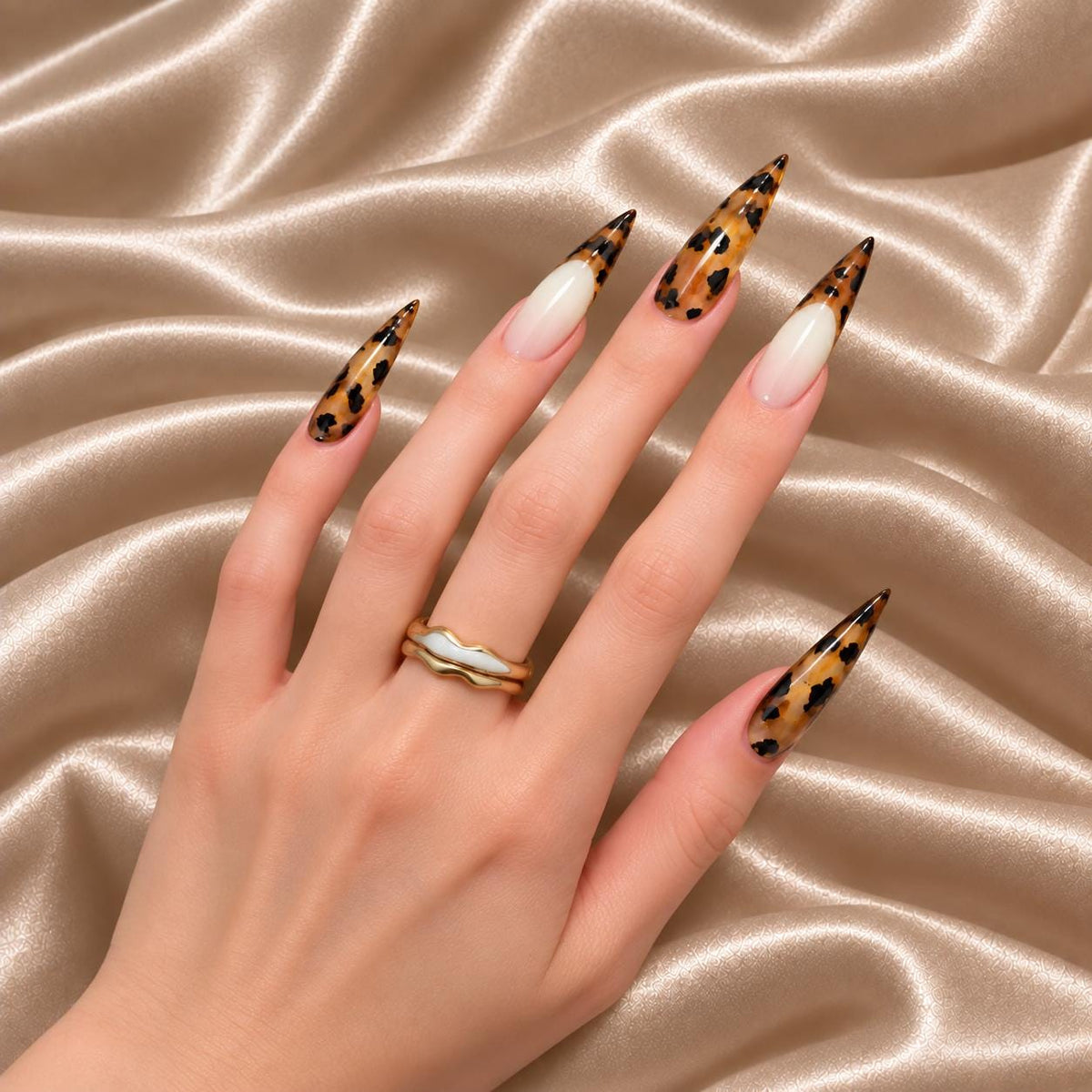 Tortoiseshell Leopard Print Press-On Nails – Amber Brown Stiletto Tips